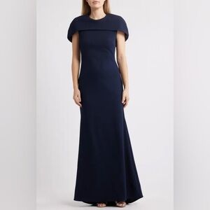 Betsy & Adam Cape Short Sleeve Scuba Maxi Dress B964